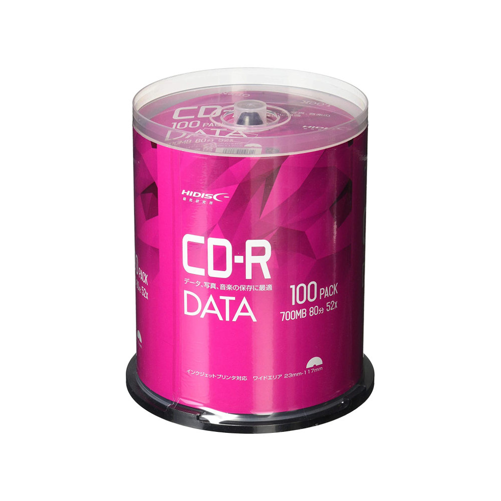 CD-R データ用 700MB 80分 52倍速 100枚 スピンドルケース ホワイトワイドプリンタブル インクジェットプリンタ対応