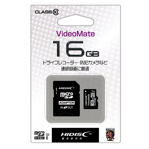 VideoMate microSDHCカード 16GB CLASS10 UHS-1対応 SD変換アダプタ/ケース付き ドライブレコーダー・防犯カメラなどに最適