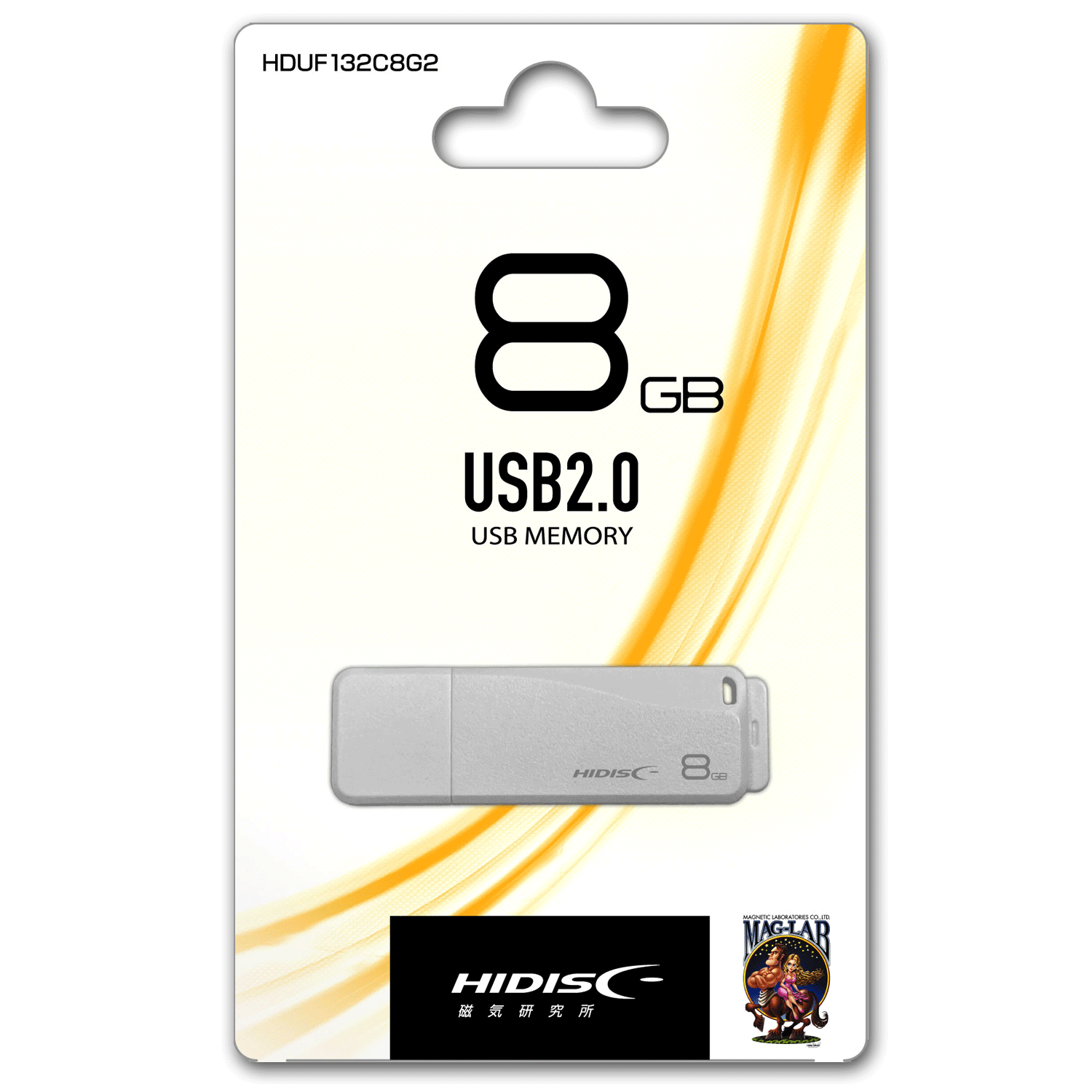 HIDISC USB 2.0 フラッシュドライブ 8GB 白 キャップ式 HDUF132C8G2