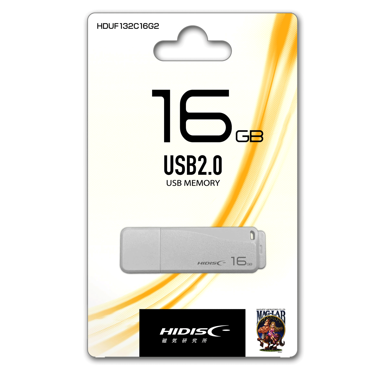 HIDISC USB 2.0 フラッシュドライブ 16GB 白 キャップ式 HDUF132C16G2