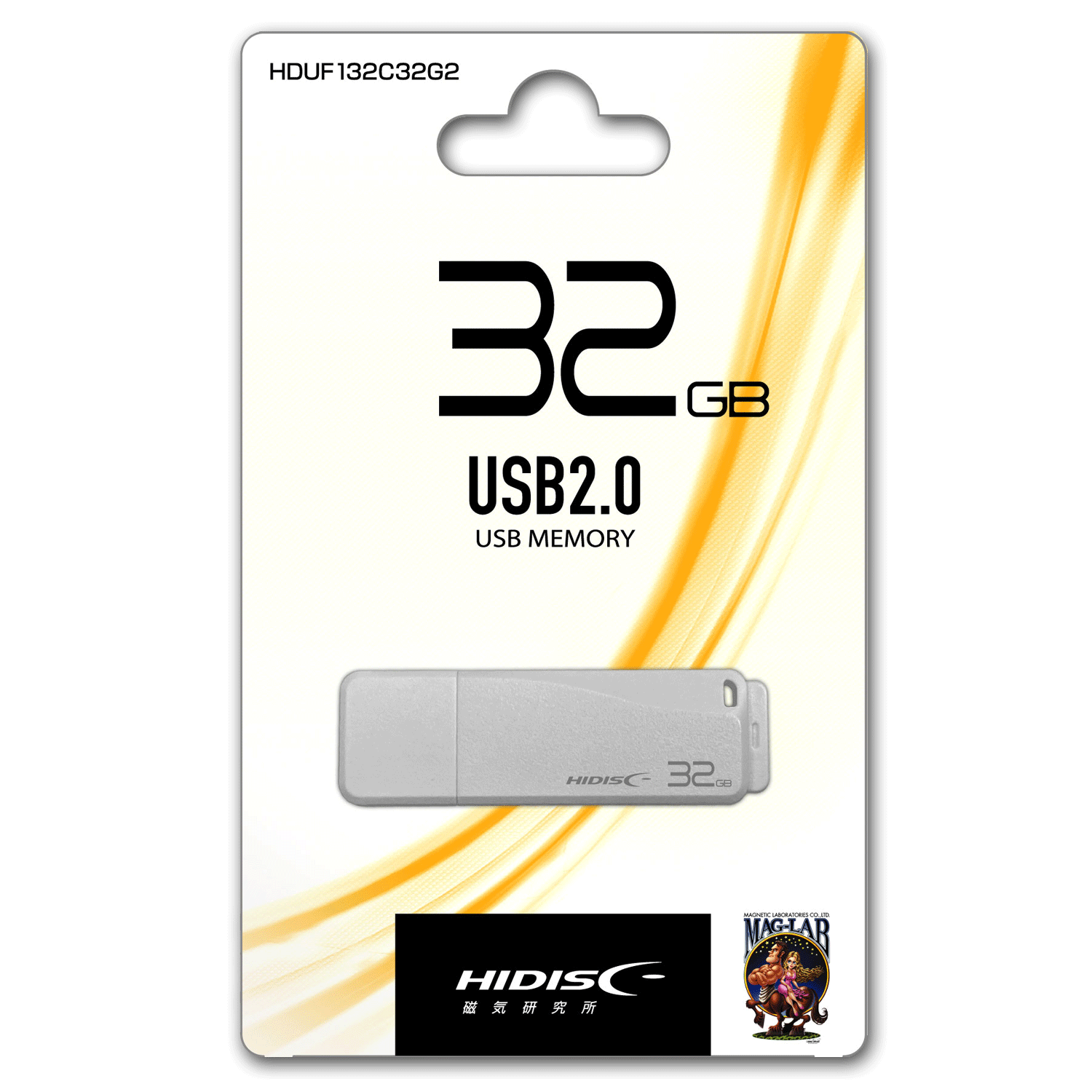 HIDISC USB 2.0 フラッシュドライブ 32GB 白 キャップ式 HDUF132C32G2