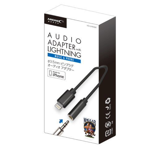 HIDISC Audio Adapter with Lightning 3.5mm ピンプラグオーディオアダプタ　ブラック