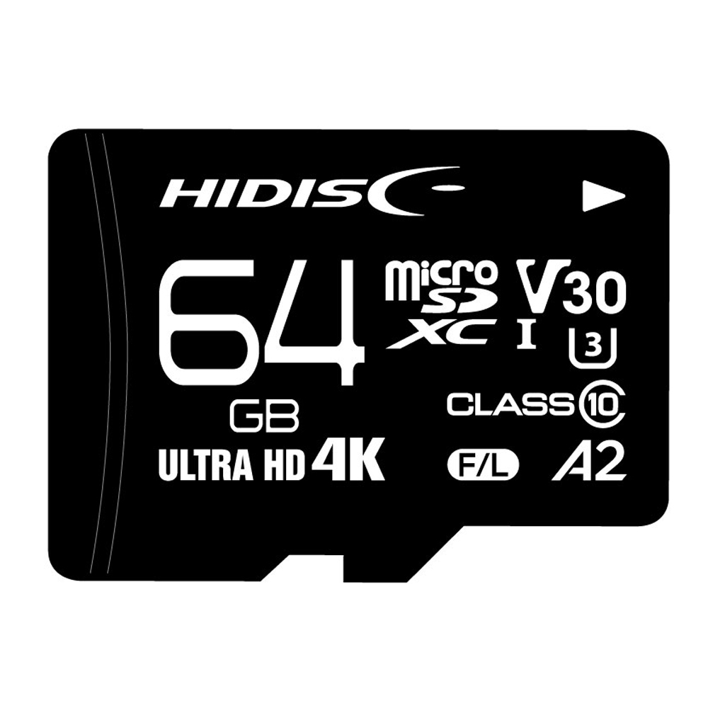 HIDISC 超高速microSDXCカード 64GB CLASS10 UHS-I Speed class3, A2対応 HIDISC  株式会社磁気研究所