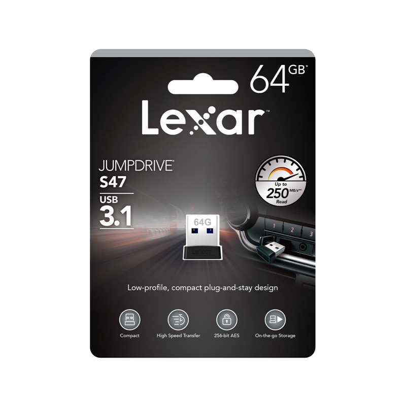 最大読込速度：250MB/秒 Lexar USB 3.1 Jump Drive S47 USBフラッシュドライブ 64GB LJDS047064G-BNBNJ