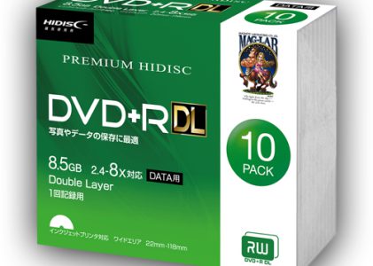 HIDISC DVD+R DL 8倍速対応 8.5GB 1回 データ記録用 インクジェットプリンタ対応10枚　スリムケース入り