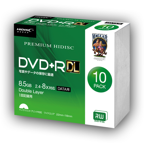 HIDISC DVD+R DL 8倍速対応 8.5GB 1回 データ記録用 インクジェットプリンタ対応10枚　スリムケース入り
