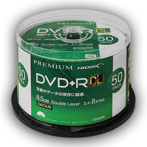 HIDISC データ用 DVD+R DL 片面2層 8.5GB 50枚 8倍速対応