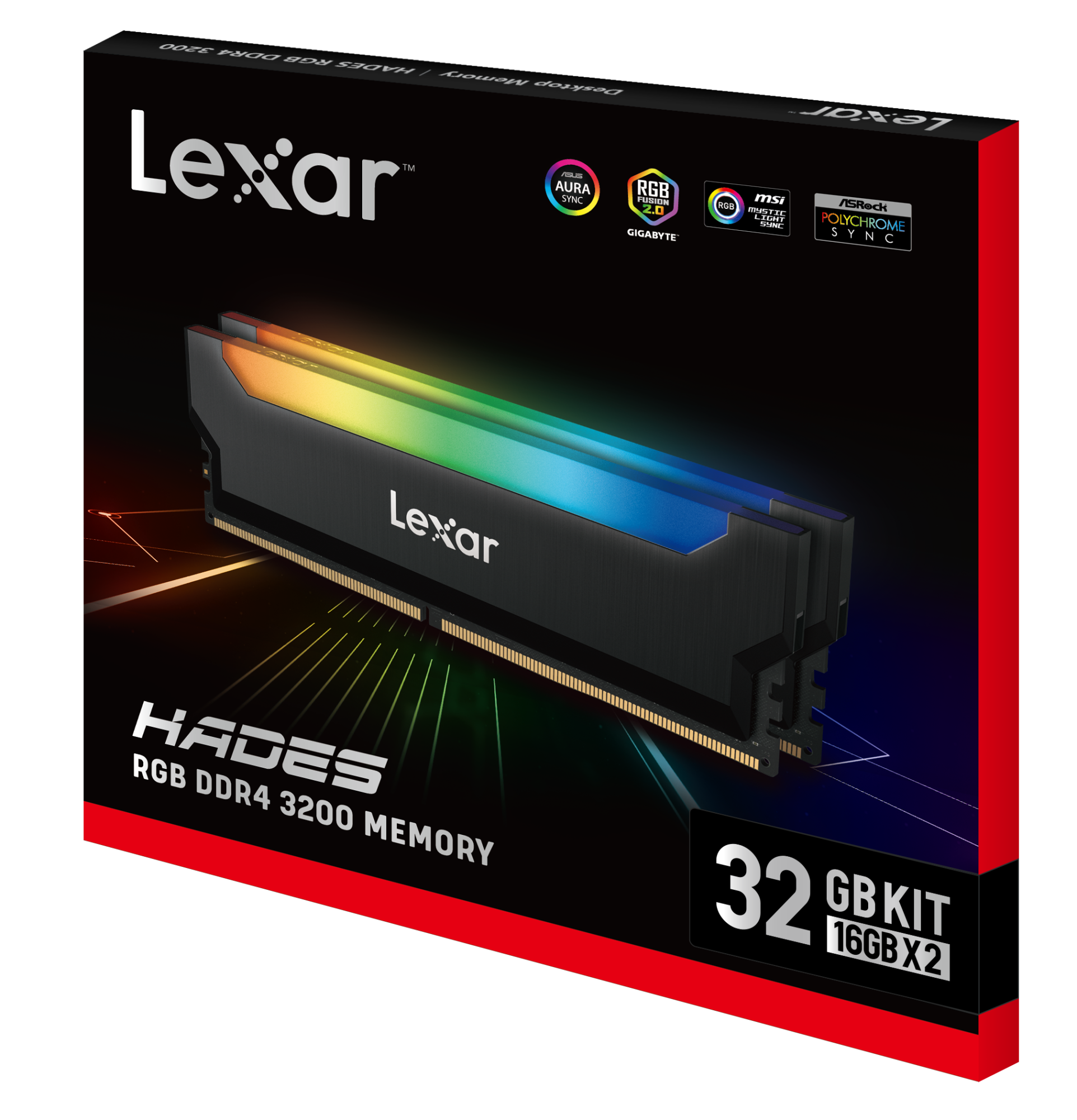 Lexar Hades RGB DDR4 3200 デスクトップ用メモリ LD4BU016G-R3200GDLH