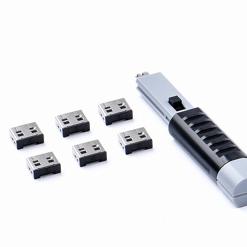 HIDISC SmartKeeper ESSENTIALシリーズ USBポートロック 6個 プラス ロック解除キー(Lock Key Basic) セット ブラック HDUL03PKBK