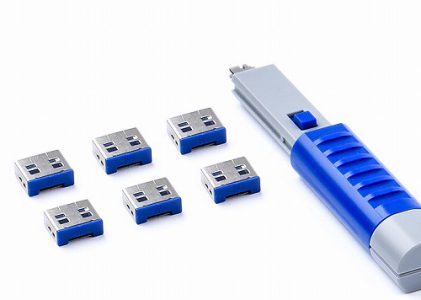 HIDISC SmartKeeper ESSENTIALシリーズ USBポートロック 6個 プラス ロック解除キー(Lock Key Basic) セット ダークブルー HDUL03PKDB