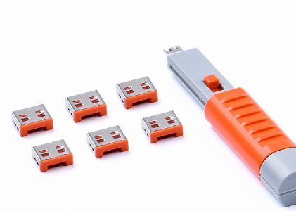 HIDISC SmartKeeper ESSENTIALシリーズ USBポートロック 6個 プラス ロック解除キー(Lock Key Basic) セット オレンジ HDUL03PKOR