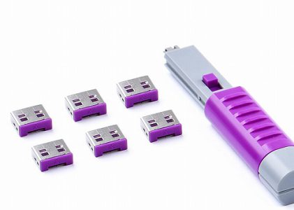 HIDISC SmartKeeper ESSENTIALシリーズ USBポートロック 6個 プラス ロック解除キー(Lock Key Basic) セット パープル HDUL03PKPL