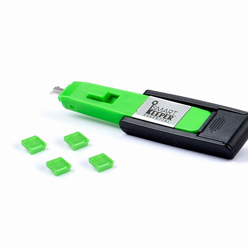 HIDISC SmartKeeper ESSENTIALシリーズ Mini USB Type-Bポート ロックアダプタ 4個 プラス ロック解除キー(Lock Key Mini) セット グリーン HDUL04PKGN