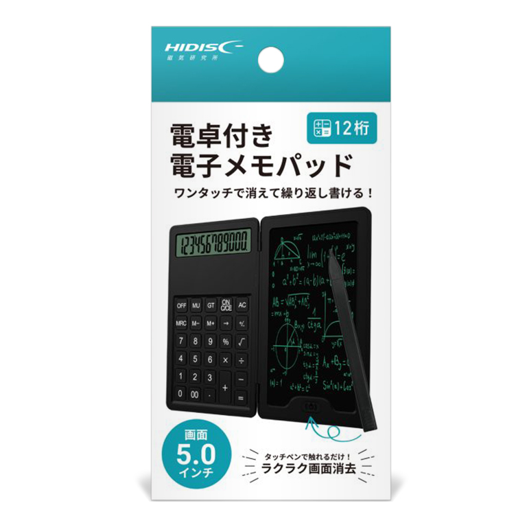 HIDISC 電卓付き電子メモパッド ブラック HDMPAD50DWH | HIDISC 株式
